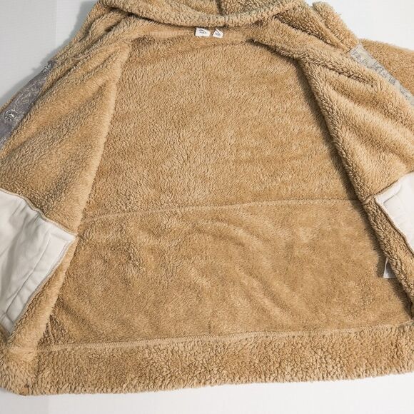 Tentree Eco Teddy Snap Front Fleece Hoodie Womens XL Tan Gorpcore Boho Cozy - Picture 10 of 13